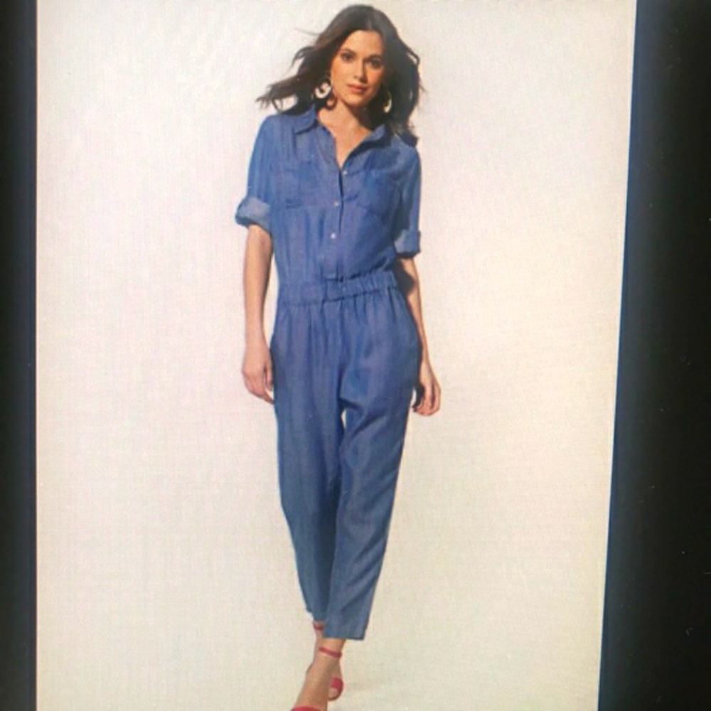 New York & Company denim jumpsuit